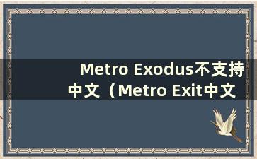 Metro Exodus不支持中文（Metro Exit中文设置方法）